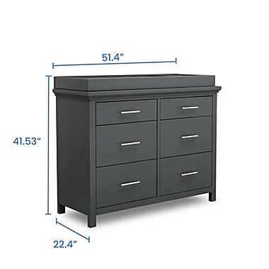 Simmons Kids Avery 6-Drawer Dresser with Changing Top in Charcoal Grey by Delta Children. View a larger version of this product image.