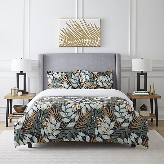 Alternate image 1 for Pointehaven Tropical Nights 2-Piece Twin/Twin XL Duvet Cover Set in Black