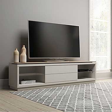 Manhattan Comfort Lincoln TV Stand in Off White/Cinnamon. View a larger version of this product image.