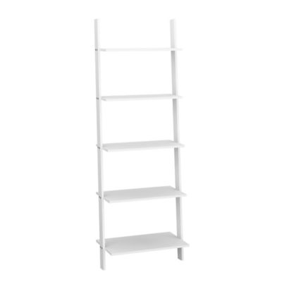 5 Shelf Ladder Bookcase White Bed, Carlie White And Brown 5 Shelf Ladder Bookcase