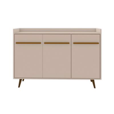 53.54" Bradley Buffet Stand Off White - Manhattan Comfort: Mid-Century Modern Sideboard, Fixed Shelves
