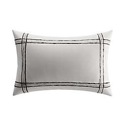 Vera Wang® Charcoal Vines Faux Mohair Plaid Oblong Throw Pillow in Ivory