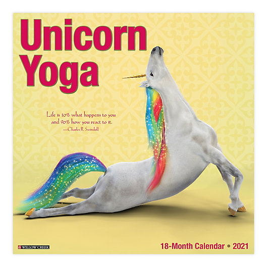 Alternate image 1 for Unicorn Yoga 18-Month July 2020 to December 2021 Wall Calendar