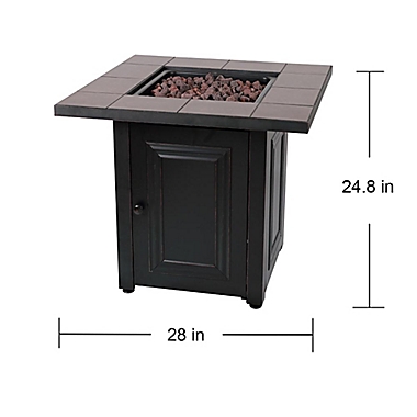 Vanderbilt Gas Square Outdoor Firepit in Black. View a larger version of this product image.