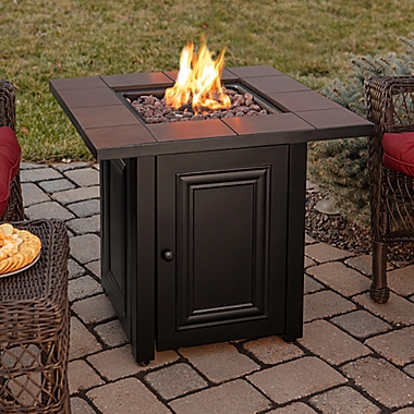 Vanderbilt Gas Square Outdoor Firepit in Black. View a larger version of this product image.