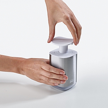 Joseph Joseph&reg; Presto Stainless Steel Soap Dispenser in White. View a larger version of this product image.