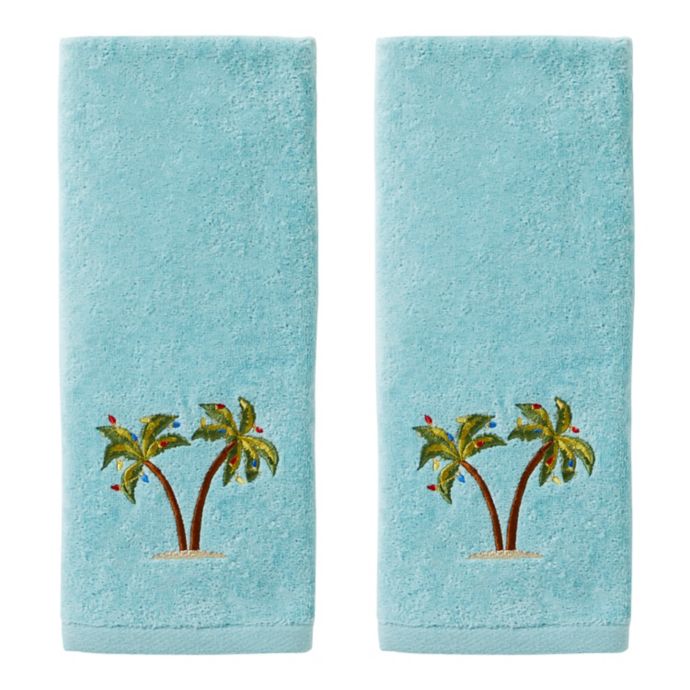 Coastal Palm Hand Towels in Teal (Set of 2) Bed Bath and Beyond Canada