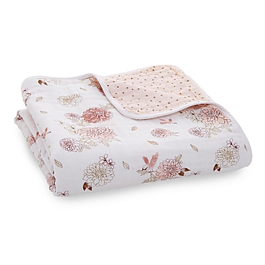 aden + anais&trade; Dahlias Classic Dream Muslin Blanket in Pink. View a larger version of this product image.