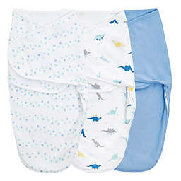 aden + anais™ essentials Size 0-3M 3-Pack Dino-Rama Wrap Swaddles in Blue