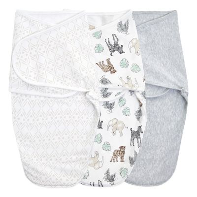 aden + anais&trade; essentials easy swaddle&trade; Size 0-3M 3-Pack Wrap Swaddles in Grey