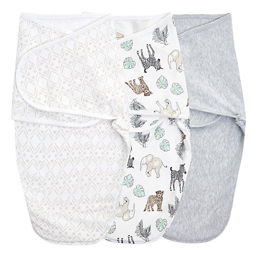 Alternate image 1 for aden + anais™ essentials easy swaddle™ Size 0-3M 3-Pack Wrap Swaddles in Grey