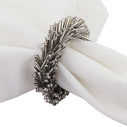 Saro Lifestyle Beaded Wreath Napkin Rings in Silver (Set of 4)