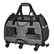 Katziela&reg; Luxury Rider Pet Carrier with Removable Wheels and Telescopic Handle in Grey