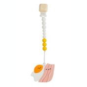 Loulou Lollipop&reg; Bacon and Egg Teething Ring with Clip in Yellow/Red