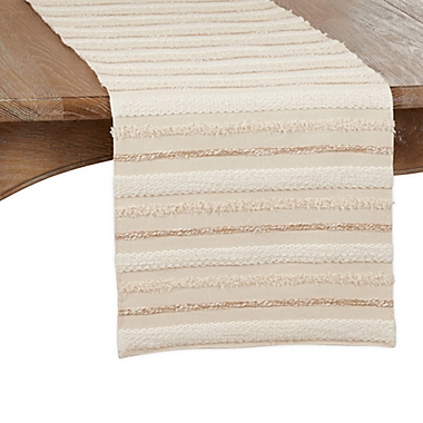 Saro Lifestyle Woven Stripe 72-Inch Table Runner in Beige. View a larger version of this product image.