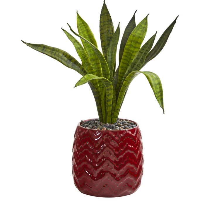 Nearly Natural 18-Inch Sansevieria Artificial Plant in Red ...