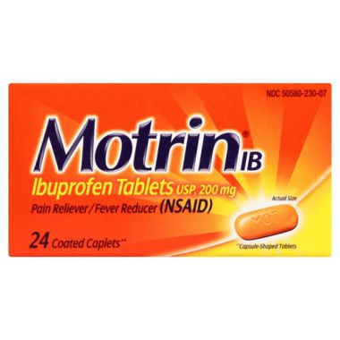Motrin&reg; IB 24-Count 200 mg Ibuprofen Caplets. View a larger version of this product image.
