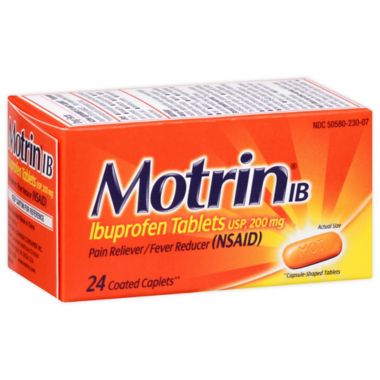 Motrin&reg; IB 24-Count 200 mg Ibuprofen Caplets. View a larger version of this product image.