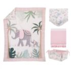 Alternate image 1 for NoJo&reg; Tropical Princess 4-Piece Crib Bedding Set in Pink/White