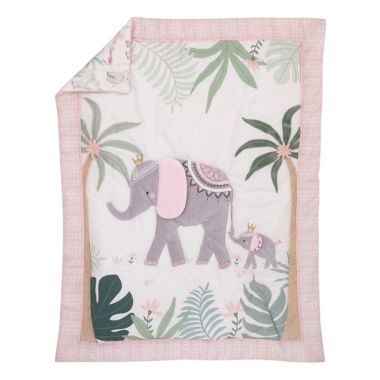 NoJo&reg; Tropical Princess 4-Piece Crib Bedding Set in Pink/White. View a larger version of this product image.