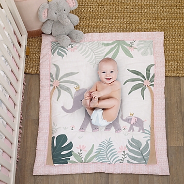 NoJo&reg; Tropical Princess 4-Piece Crib Bedding Set in Pink/White. View a larger version of this product image.