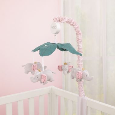 NoJo&reg; Tropical Princess Elephant Mobile in Pink. View a larger version of this product image.