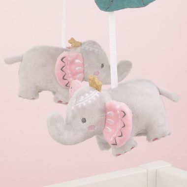 NoJo&reg; Tropical Princess Elephant Mobile in Pink. View a larger version of this product image.