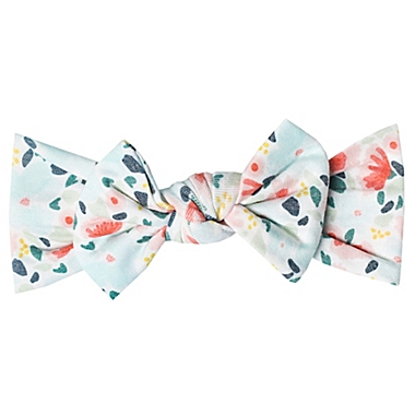 Copper Pearl&trade; Leilani Knot Bow Headband in White/Mint. View a larger version of this product image.