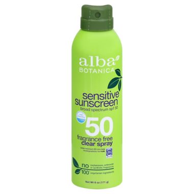 Alba Botanica&trade; 6 fl. oz. Fragrance Free Clear Spray SPF 50 Sensitive Sunscreen. View a larger version of this product image.