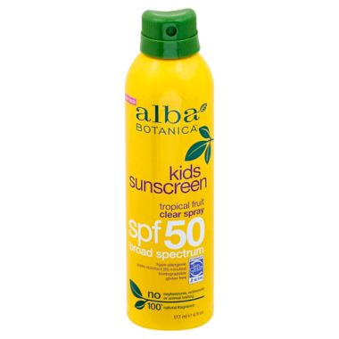 Alba Botanica&reg; Tropical Fruit Clear Spray Kids SPF 50 Sunscreen. View a larger version of this product image.