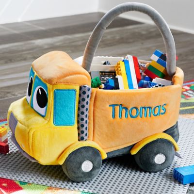 Construction Truck Embroidered Plush Toy Storage Basket