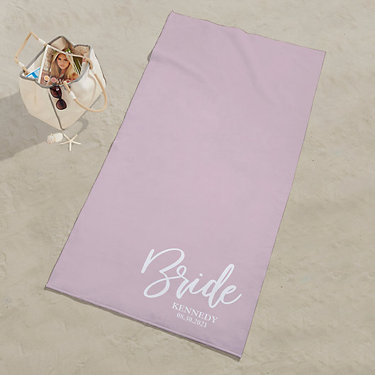 Alternate image 1 for Classic Elegance Wedding Party Personalized Beach Towel in Pink