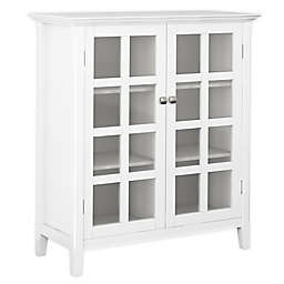 Simpli Home Acadian Solid Wood Medium Storage Cabinet in White