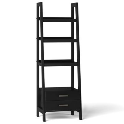 Simpli Home Sawhorse Storage Ladder, Black Steel Ladder Bookcase