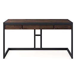 Simpli Home Erina Solid Acacia Wood Desk in Distressed Charcoal Brown