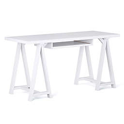 Simpli Home Sawhorse Solid Wood Desk in White