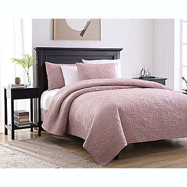 Wamsutta&reg; Cambridge 3-Piece Full/Queen Quilt Set in Mauve. View a larger version of this product image.