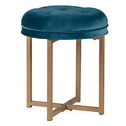 Hillsdale Maura Tufted Vanity Stool in Sapphire Blue
