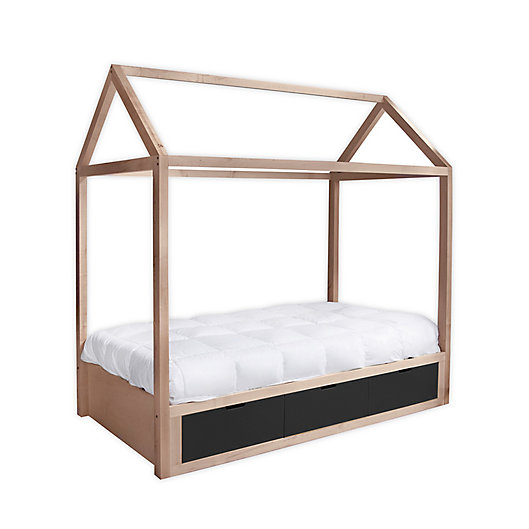 Alternate image 1 for Nico & Yeye Domo Zen Twin Canopy Bed with Storage in Maple