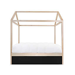 Nico & Yeye Domo Zen Twin Canopy Bed with Trundle in Maple/Black