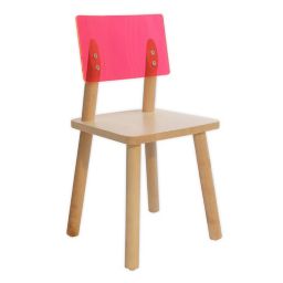 Nico & Yeye Acrylic Back Kids Chairs in Pink/Wood (Set of 2)