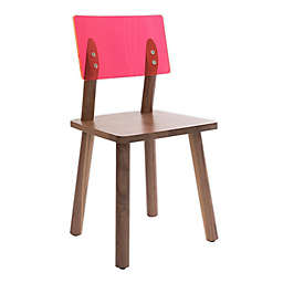 Nico & Yeye Acrylic Back Kids Chairs in Pink/Walnut Wood (Set of 2)