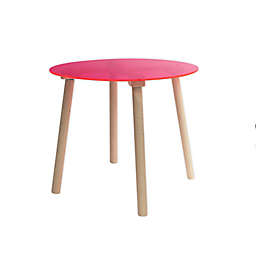 Nico & Yeye Acrylic Top Large Round Kids Table in Pink/Maple Wood