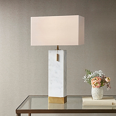 Hampton Hill Bringham 29.75-Inch Large Table Lamp in White with Fabric Shade. View a larger version of this product image.
