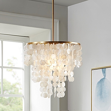 Urban Habitat Isla 1-Light Ceiling-Mount Chandelier with White Shell Shade. View a larger version of this product image.