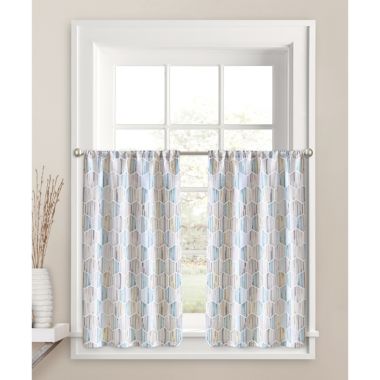 Honeycomb 32-Inch x 45-Inch 2-Tier Valence in Aqua. View a larger version of this product image.