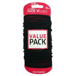 Harmon® Face Values™ 60-Count Strong-Hold No-Metal Value Pack Elastics in Black