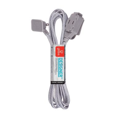 Globe Electric Designer Series 9-ft 3-Outlet Extension Cord in Charcoal and Light Grey. View a larger version of this product image.