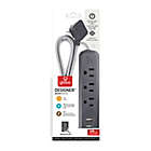Alternate image 1 for Globe Electric Designer Series 6-ft 3-Outlet 2-USB Surge Protector Power Strip in Grey Charcoal