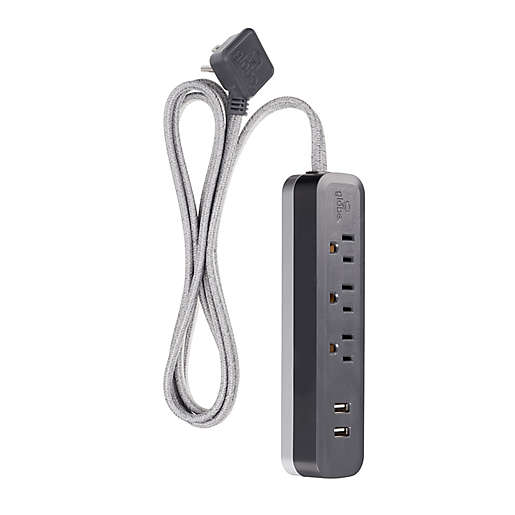 2x USB Ports Mint Globe Electric 78249 Designer Series Surge Protector Power Strip 3 Outlet